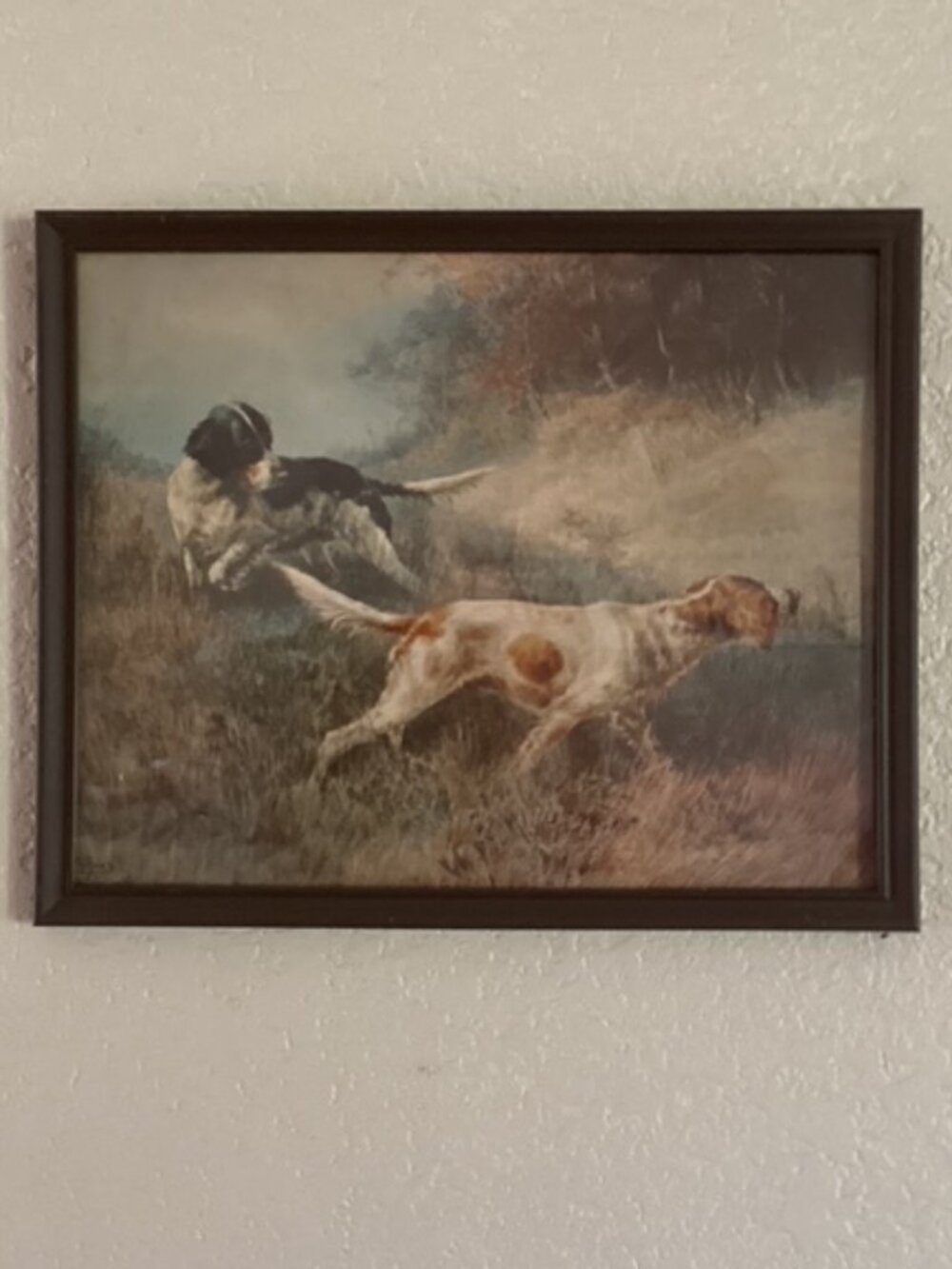 Framed Wall Art Bird Dogs Print Vintage by Edmund Osthaus (1858-1928) 8"Hx10"L